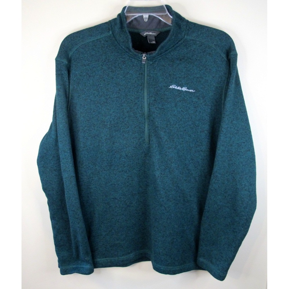Eddie Bauer 1/2 Zip Pullover Camp Sweater Men's Size XXL Green Polyester
